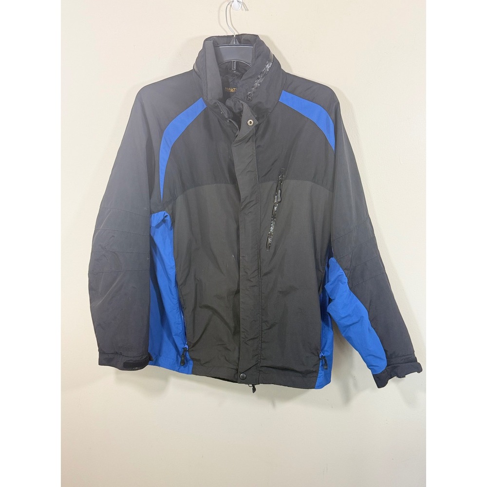 Nautica Competition Jacket Men's L Black Blue Colorblock Ski Snowboard Winter